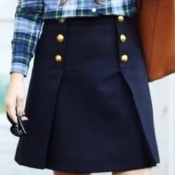 J. Crew Dresses & Skirts - J. Crew Navy Wool Sailor Skirt With Gold Buttons